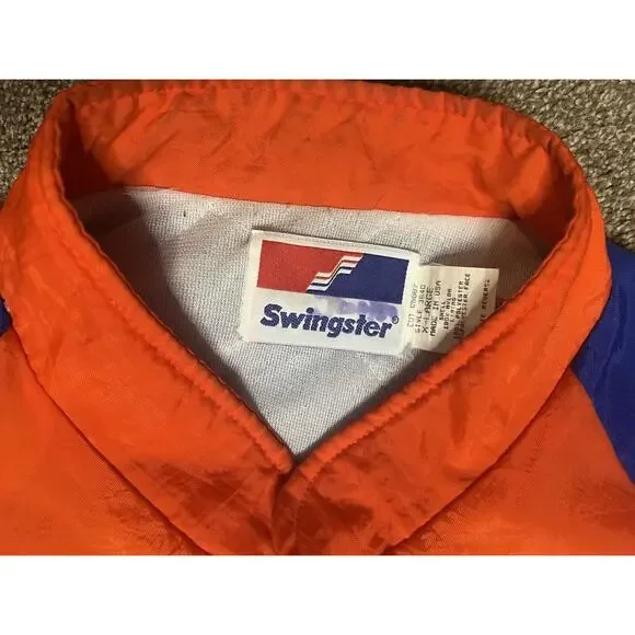 Vintage Broncos NFL Nylon 80s Button Up Jacket XL Made In USA Swingster - Picture 4 of 14